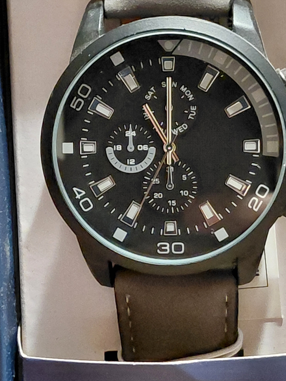 George Men's Watch Vegan Leather Analog Quartz Movement Water Resistant New